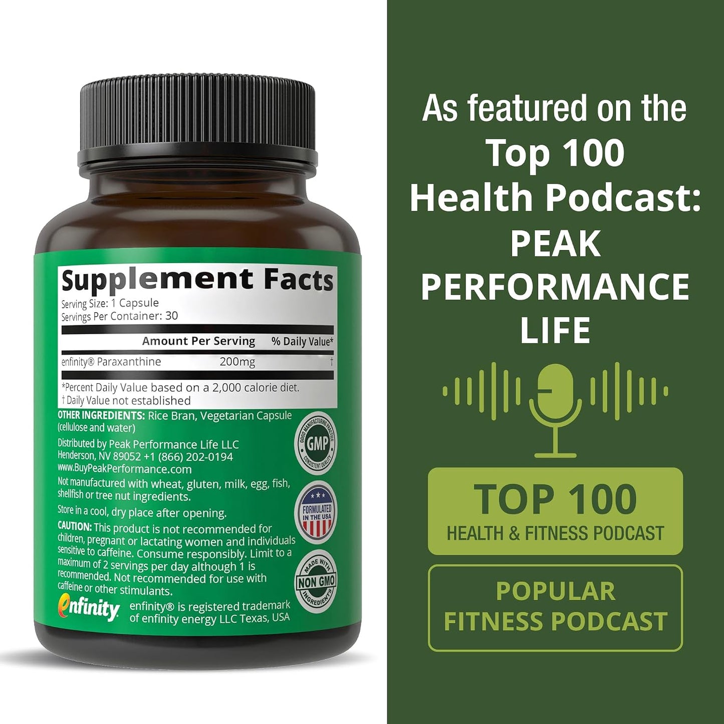 Paraxanthine Capsules for Clean, Jitter Free Energy - Enfinity Supplement - Known for Focus, Concentration, and Productivity - Plus Great for A Pre Workout - Nootropic Pills for Men & Women