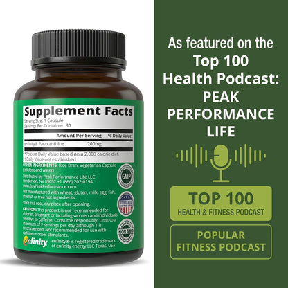Paraxanthine Capsules for Clean, Jitter Free Energy - Enfinity Supplement - Known for Focus, Concentration, and Productivity - Plus Great for A Pre Workout - Nootropic Pills for Men & Women