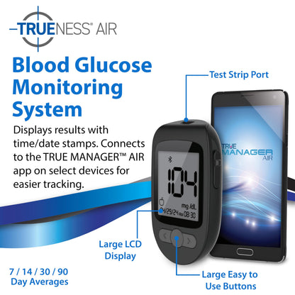 TRUENESS Blood Glucose Meter Kit with Testing Supplies | Includes Blood Glucose Monitor, Case, 100 Test Strips, 100 Lancets, Lancing Device - Fast, Easy Testing Supplies for Home Use