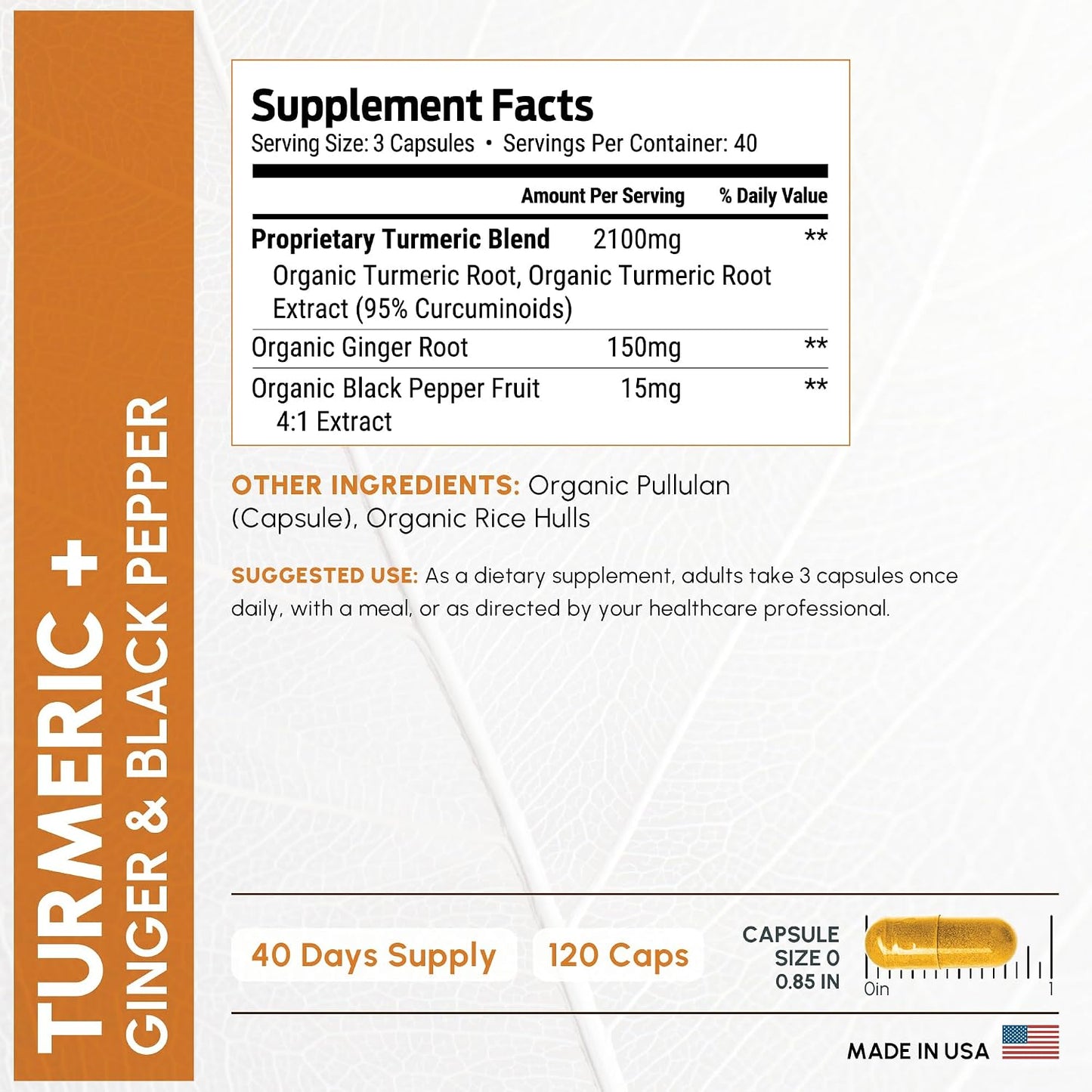 Turmeric Supplement Extra Strength 2265mg - Turmeric Curcumin Supplement w/BioPerine Black Pepper - Tumeric and Ginger Supplements, 95% Curcuminoids, Supports Immune & Joint Health, 120 Caps