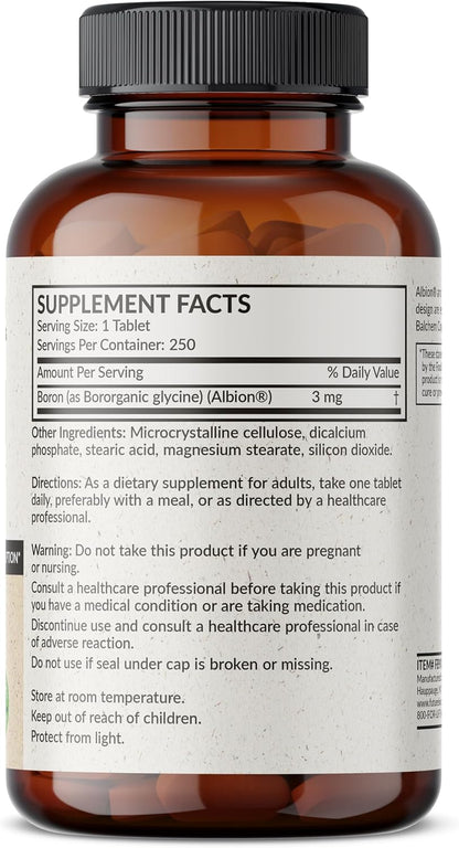 Futurebiotics Boron 3mg, Vegetarian, Non-GMO, Chelated for Absorption, 250 Tablets