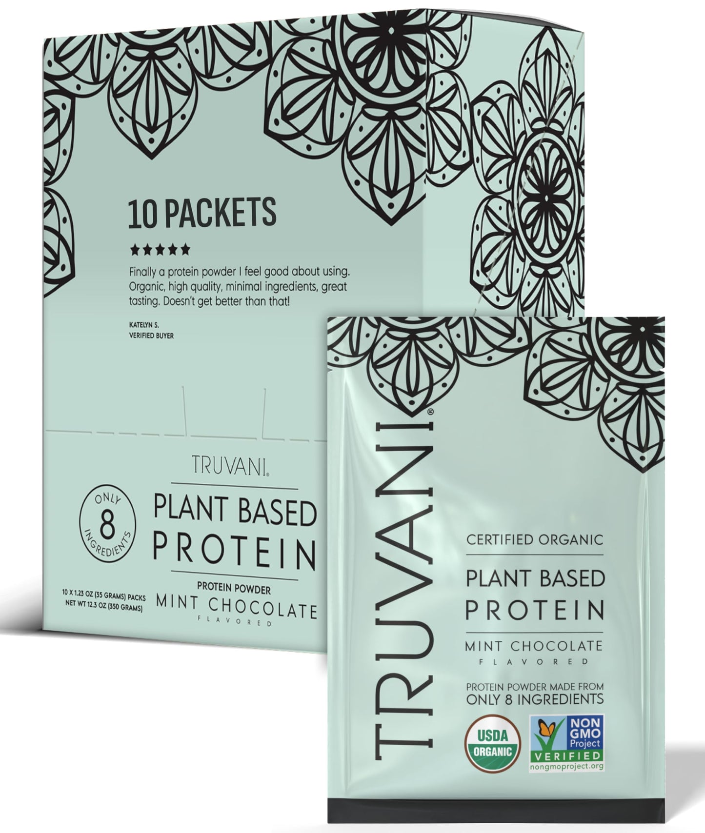 Truvani Organic Plant Based Protein Powder | Strawberry | 10 Servings | Vegan | 20g Pea Protein | Single Serving Travel Packets | Keto | Gluten & Dairy Free | Low Carb