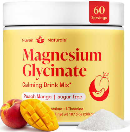 Magnesium Glycinate Powder + L Theanine, 60 Servings, 300mg, Mixed Berry