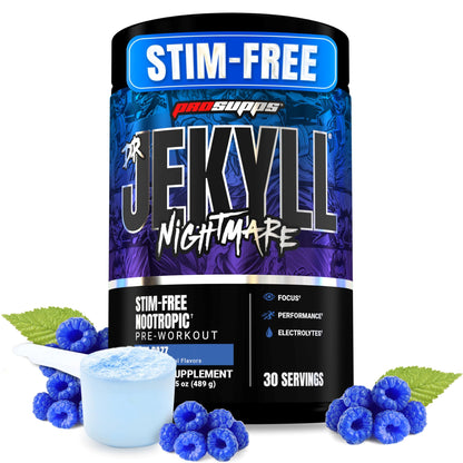 ProSupps Dr. Jekyll Nightmare Pre Workout Powder with Nootropics – Stim-Free Preworkout Supports Focus & Performance – Caffeine-Free Gym & Fitness Supplements (Jawbreaker, 30 servings)