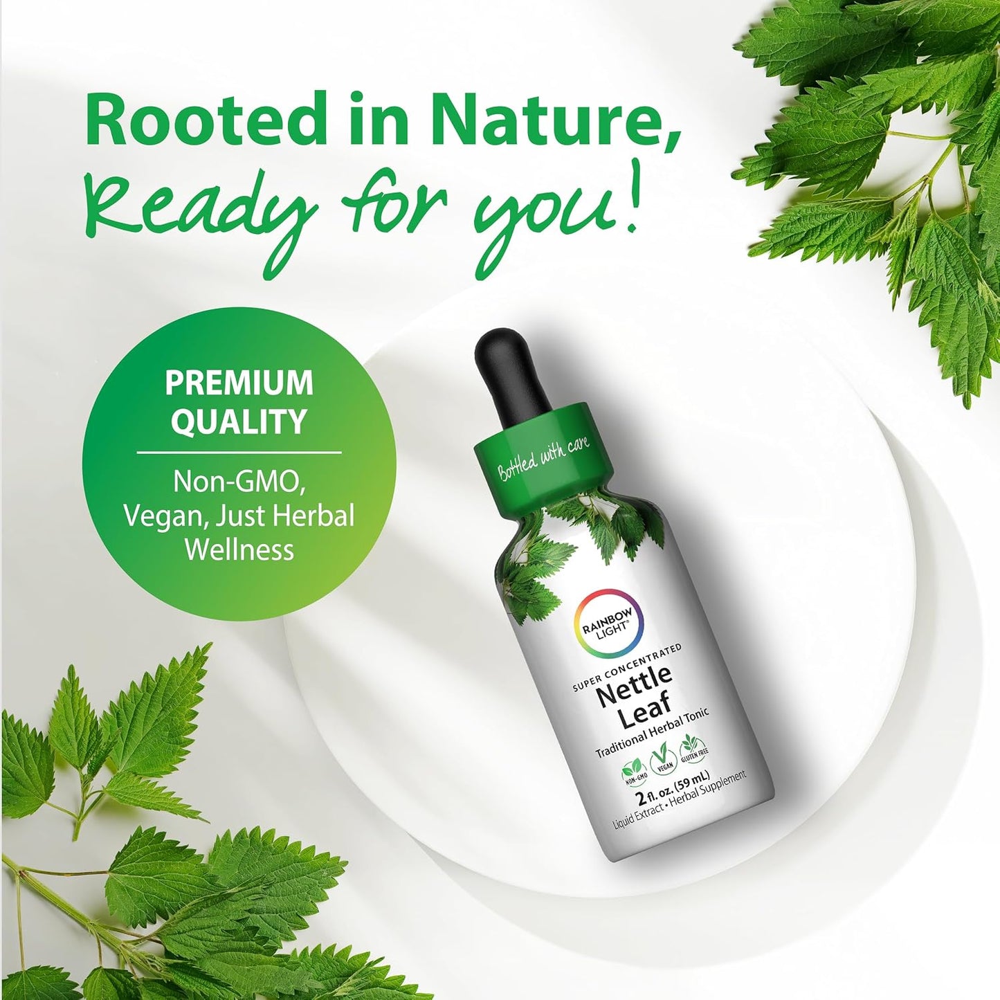 Rainbow Light Nettle Leaf Extract | 2 Fl Oz | Super Concentrated | Alcohol Free | Non-GMO and Gluten Free Herbal Supplement