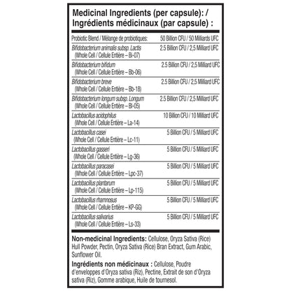 NATURELO Probiotics for Digestive Health, 50 Billion CFU, 60 Vegetarian Capsules, 11 Strains, Daily Use Supplement, Delayed Release, No-Fridge, Boosts Immune System, Probiotics for Women & Men