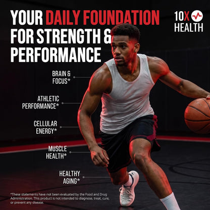 10X Creatine Monohydrate Powder - Micronized Creatine Supplement for Strength, Recovery & Cognitive Performance Support - Vegan, Unflavored, 60 Servings