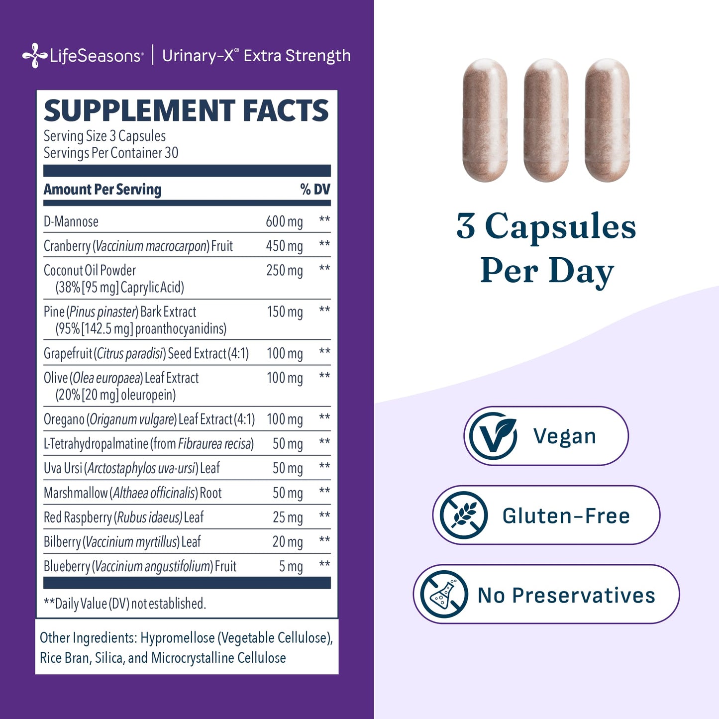 Urinari-X - Urinary Tract Support - Fast Acting UTI Relief - Vitamin Supplement for Healthy Bladder Function & Immunity - D-Mannose, Cranberry, Caprylic Acid, Uva Ursi & Grapefruit - 90 Capsules