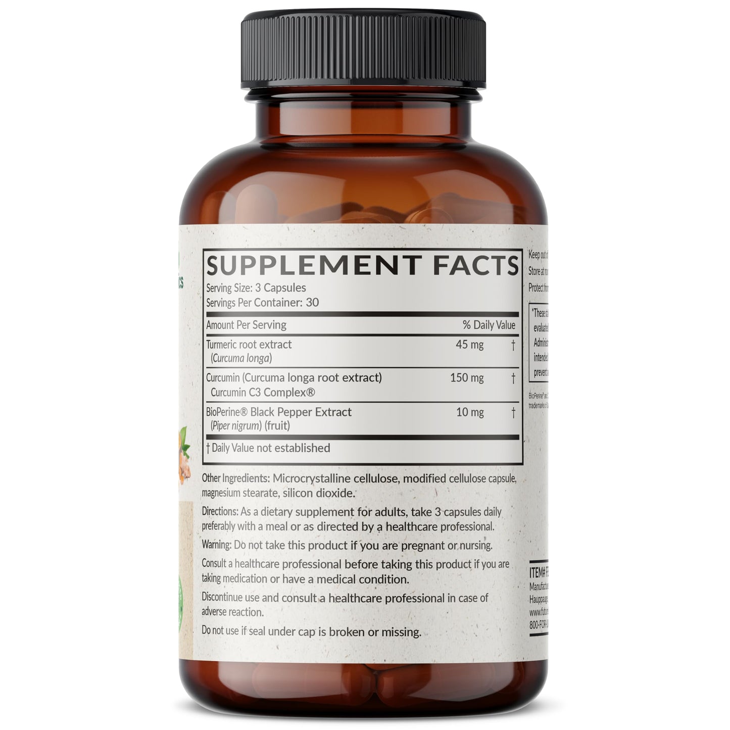 Futurebiotics Turmeric + Curcumin, Antioxidant, Joint & Digestion Support with BioPerine for Enhanced Nutrient Intake, Non-GMO, 90 Vegetarian Capsules