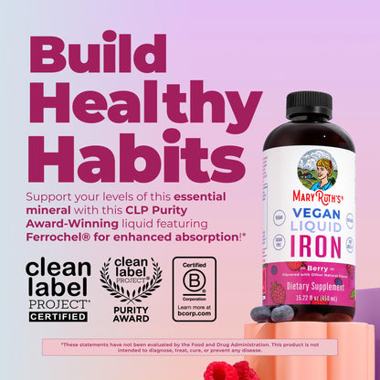 MaryRuth’s Liquid Iron | Iron Supplement for Women Men & Kids | Red Blood Cell Formation | Oxygen Support | Energy Metabolism | Ages 4 & Up | Sugar Free | Vegan | Non-GMO | Gluten Free | 15.22 Fl Oz