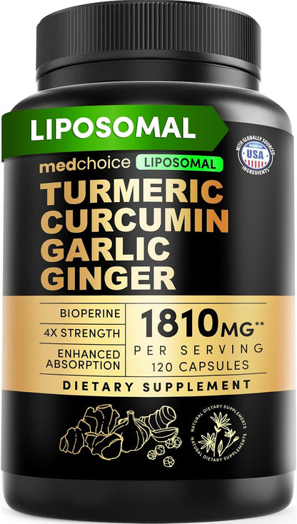 MEDCHOICE Liposomal Organic Turmeric Curcumin with Black Pepper, 120ct