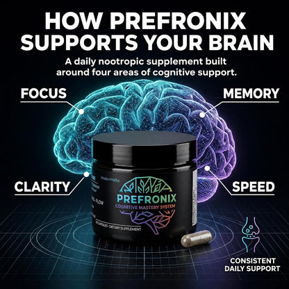 Prefronix Nootropic Brain Supplement, Ginkgo Biloba, Memory & Cognitive | 100-Day Supply; Caffeine-Free Daily Focus; 14 Botanicals for Men, Women and Seniors; GMP-Certified Quality
