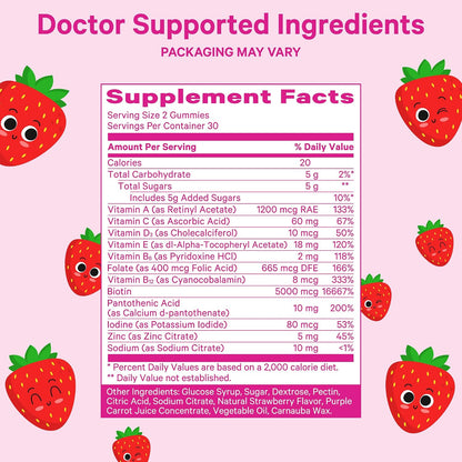 Pink Stork Biotin Multivitamin for Teens, 60 Berry Gummies | Antioxidants, Vitamin E, Clinically Studied Vitamins + Nutrients, Hair, Skin, Nails + Immune Support