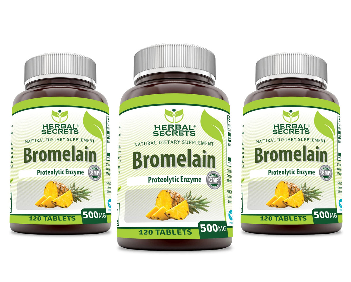 Herbal Secrets Bromelain Supplement 500 Mg Tablets Supplement | Non-GMO | Gluten Free | Made in USA (120 Count)