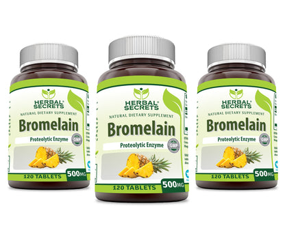 Herbal Secrets Bromelain Supplement 500 Mg Tablets Supplement | Non-GMO | Gluten Free | Made in USA (120 Count)