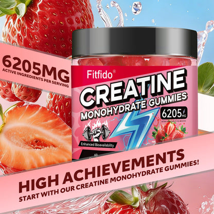 Creatine Monohydrate Gummies with L-Carnitine, 60 Count | Creatine Monohydrate, Gym & Training, Muscle Performance Support, L-Carnitine, Taurine, Sugar Free, Vegan