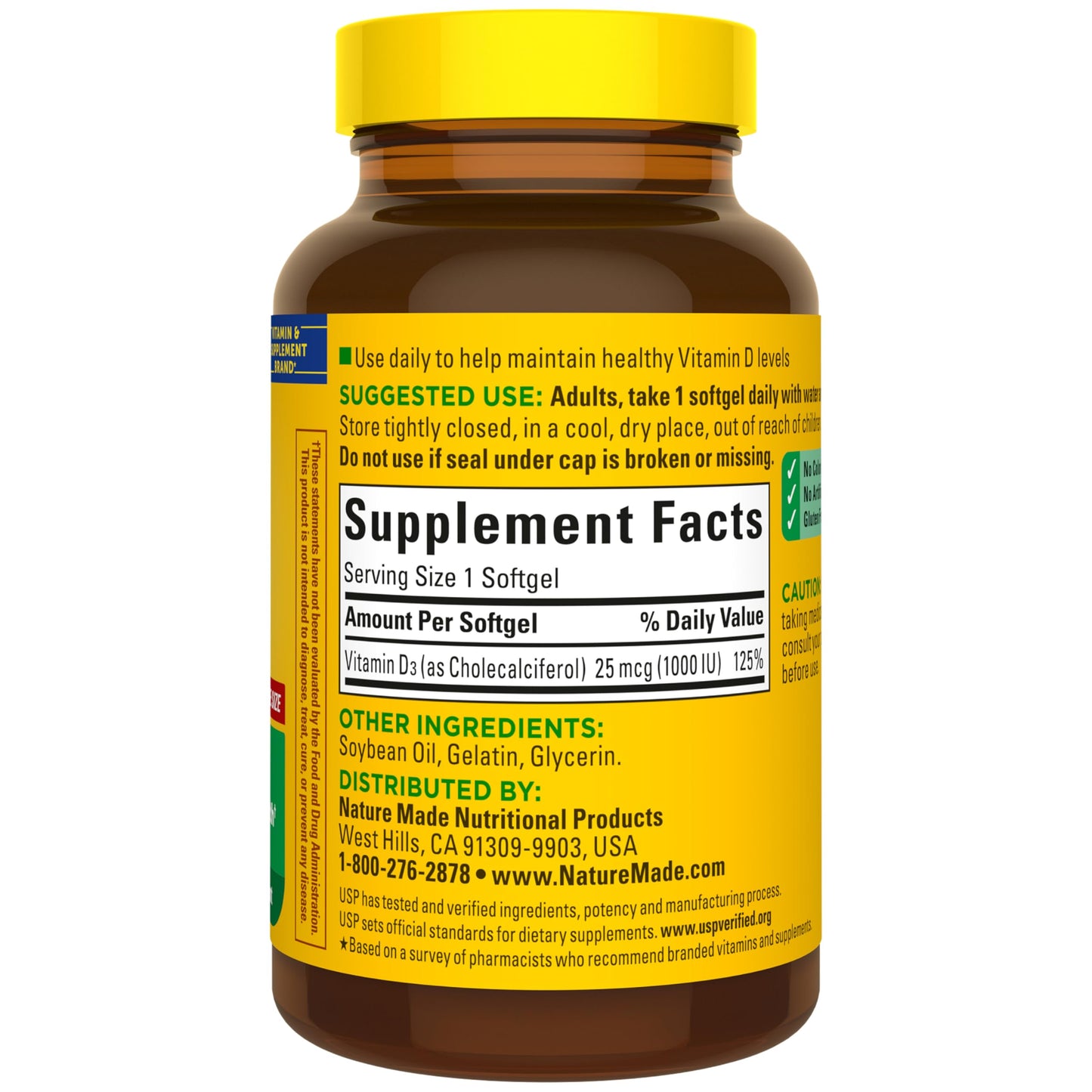 Nature Made Vitamin D3 1000 IU (25 mcg), 300 Vitamin D Softgels | Vitamin D Supplement for Immune, Bone, Teeth and Muscle Health Support, 300 Day Supply