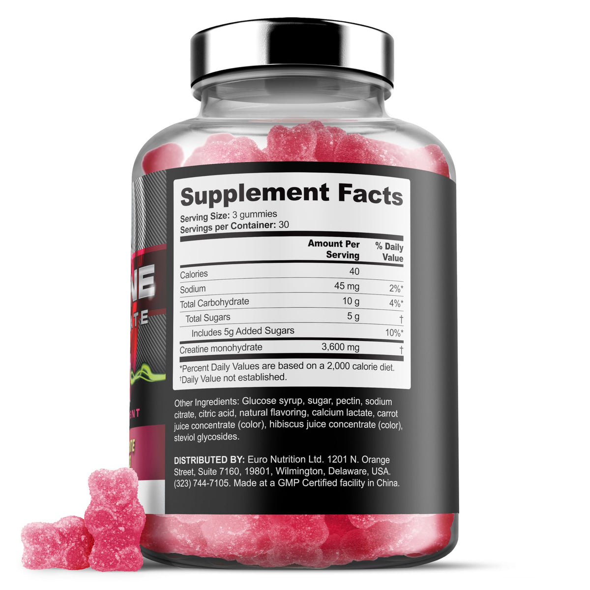 Iron Labs Nutrition Creatine Monohydrate Gummies for Men and Women (90 Gummy Bears)