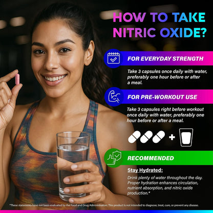 Nitric Oxide Supplement for Men & Women 2250 mg - Nitric Oxide Booster - Pine Bark | L-Arginine | L-Citrulline | Beet Root | Vitamin C & B12 - Muscles, Energy & Circulation - Lab Tested, 90 Capsules