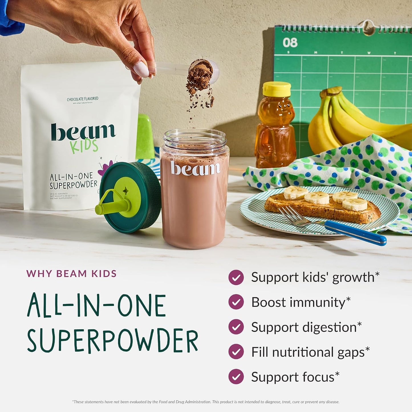 BEAM Kids Bundle, Chocolate and Strawberry Milk Flavor, Multivitamin Powder – Kids Vitamins with Greens, Probiotic & Prebiotic, Immune Support for Children & Toddlers, No Artificial Sweeteners