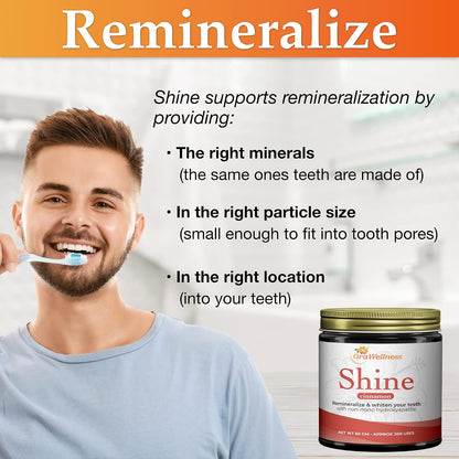 OraWellness Shine Remineralizing Natural Teeth Whitening Powder in Cinnamon + Healthy Mouth Blend Organic Toothpaste & Mouthwash Alternative Tooth Oil
