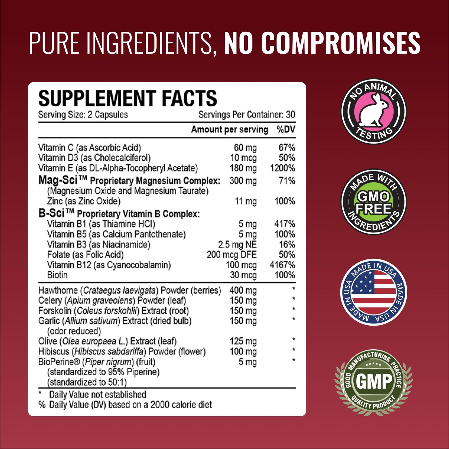Approved Science Bloodsyl - Blood Pressure Support Supplement - Supports BP Levels Already Within Normal Range - Hawthorn Berry, Garlic, Magnesium and Hibiscus Pills - Vegan - 180 Capsules, 3 Months
