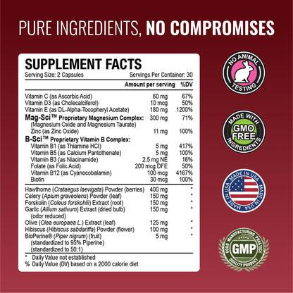 Approved Science Bloodsyl - Blood Pressure Support Supplement - Supports BP Levels Already Within Normal Range - Hawthorn Berry, Garlic, Magnesium and Hibiscus Pills - Vegan - 180 Capsules, 3 Months