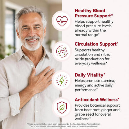 ForestLeaf USDA Organic Beet Root Capsules - Beetroot Supplement 1000mg 20:1 Extract w/Ginger Grape Seed - Support Blood Pressure, Nitric Oxide, Flow, Circulation - Made in USA - 120 Caps
