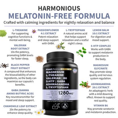 MEDCHOICE 12-in-1 Melatonin-Free Sleep Support Capsules, 90ct