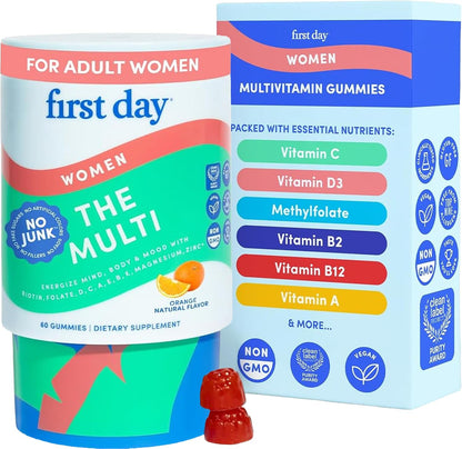 FIRST DAY Women's Multivitamin Gummies with Methylated Folate, 60 Gummies