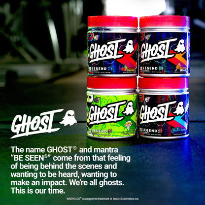 GHOST Legend All Out Pre-Workout Powder, Strawbango - 20 Servings - Preworkout Drink Mix Supplement for Men & Women - Energy & Pumps - Caffeine, Beta Alanine, Betaine, NO3-T- Sugar Free