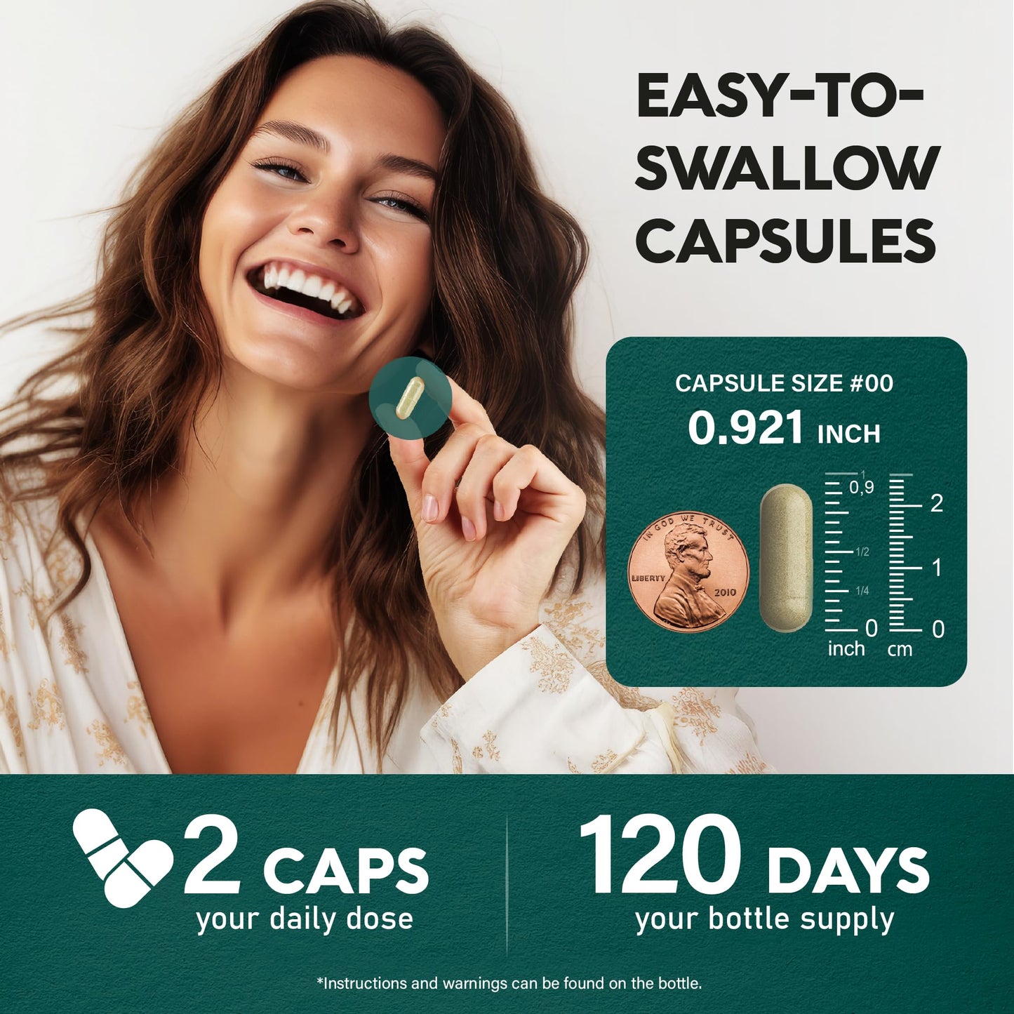 Lions Mane Supplement Capsules - for women & Men - Organic Lions Mane - Fruiting Bodies Extract - 1200 mg, 25% Polysaccharides - Memory & Focus Support - As Lions Powder - 120 Capsules, 2 Month Supply