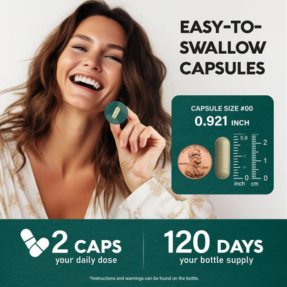 Lions Mane Supplement Capsules - for women & Men - Organic Lions Mane - Fruiting Bodies Extract - 1200 mg, 25% Polysaccharides - Memory & Focus Support - As Lions Powder - 120 Capsules, 2 Month Supply