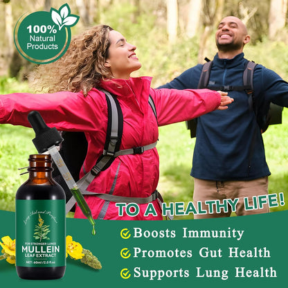 HUYEHF Mullein Drops, Mullein Leaf Extract Drops for Lungs Cleanse and Phlegm, Fast Absorption Powerful Mullein Extract for Stronger Lungs (2)