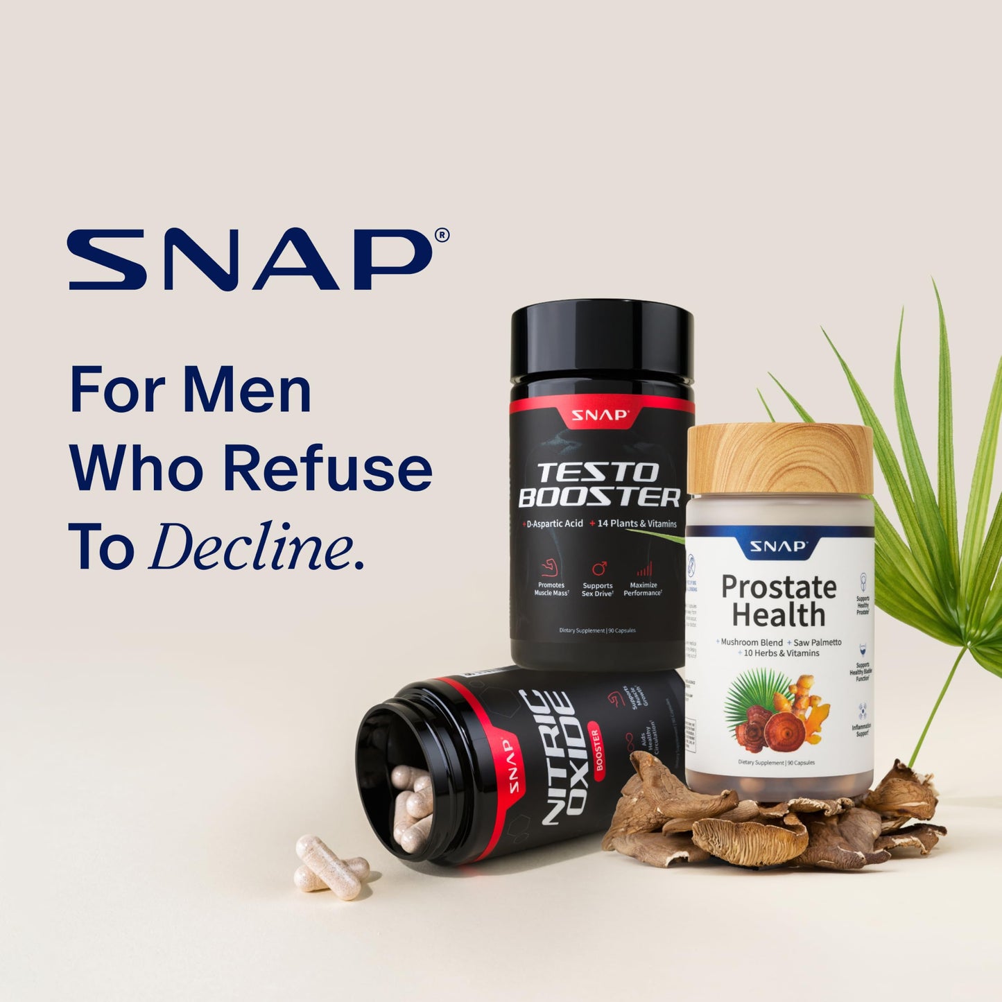 Snap Supplements Nitric Oxide Booster for Men & Women, 60 Vegan Capsules | Nitric Oxide Supplement, L-Citrulline + 3 Forms of L-Arginine for Stamina, Endurance & Circulation, Caffeine-Free Pre-Workout