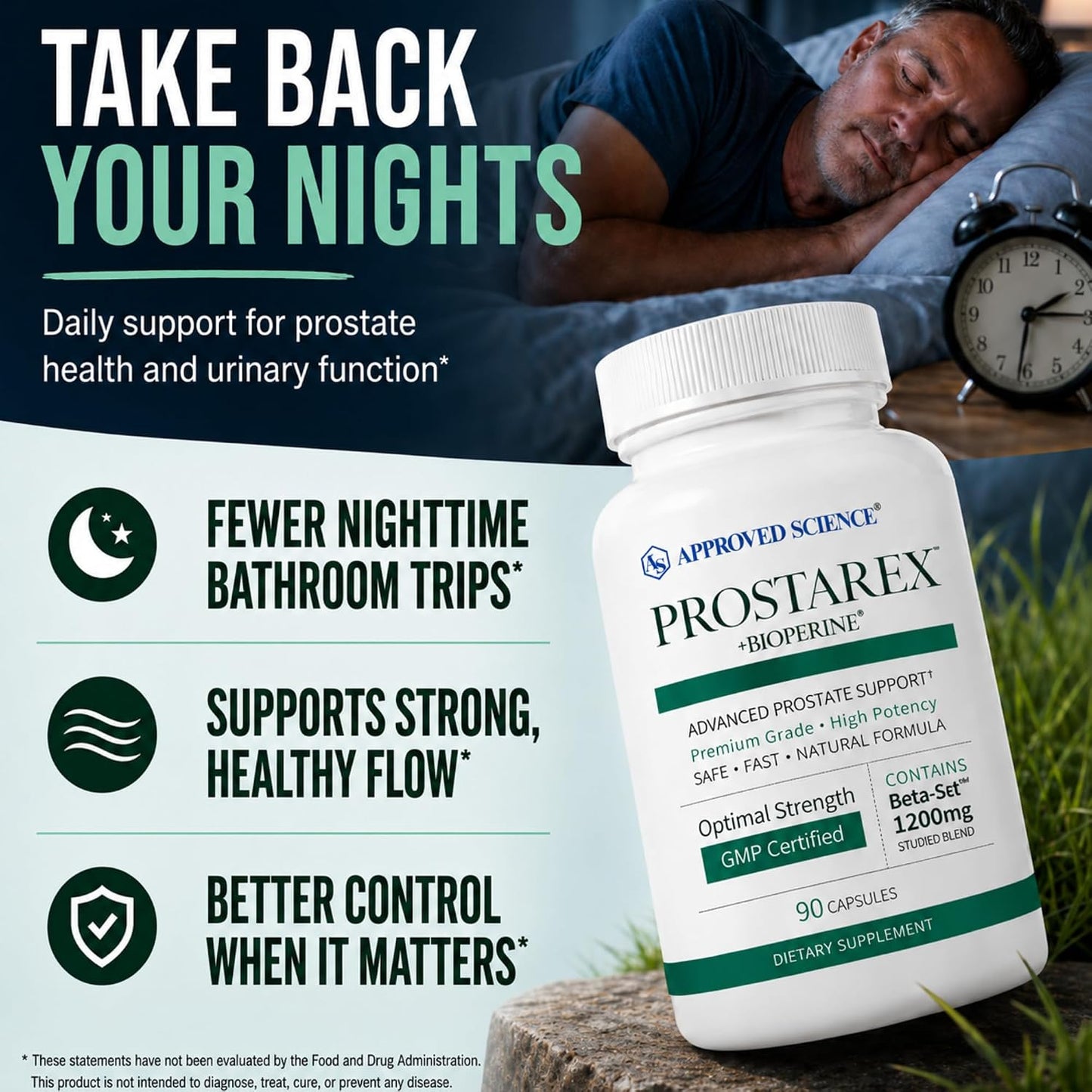 Approved Science Prostarex - Advanced Prostate Supplements for Men – Prostate, Bladder & Urinary Health Support with Saw Palmetto, Beta-Sitosterol & BioPerine – 270 Capsules (3 Month Supply)