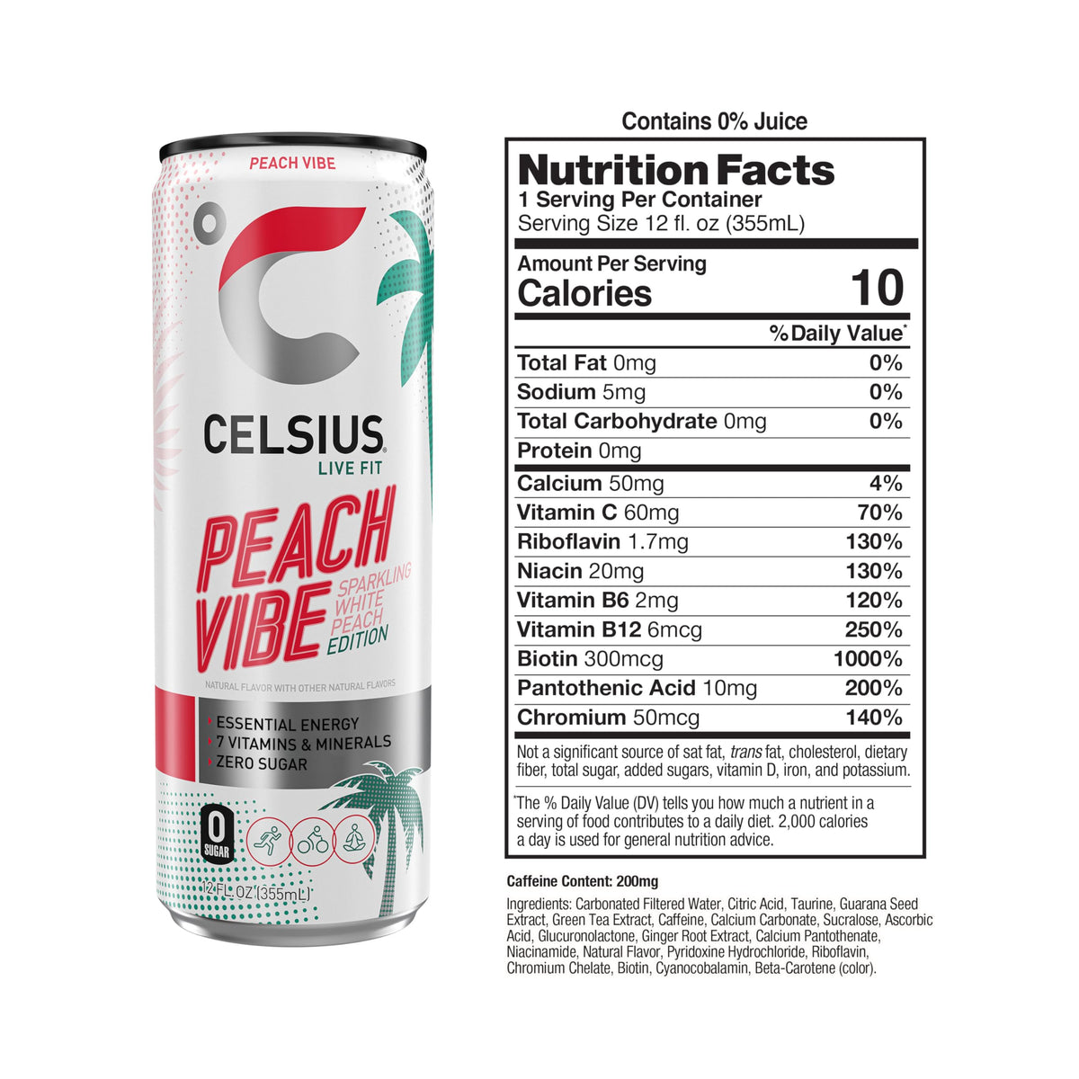 CELSIUS RETRO VIBE Sparkling Sherbet Slush, Sugar Free Energy Drink, 12 Fl Oz (Pack of 12)