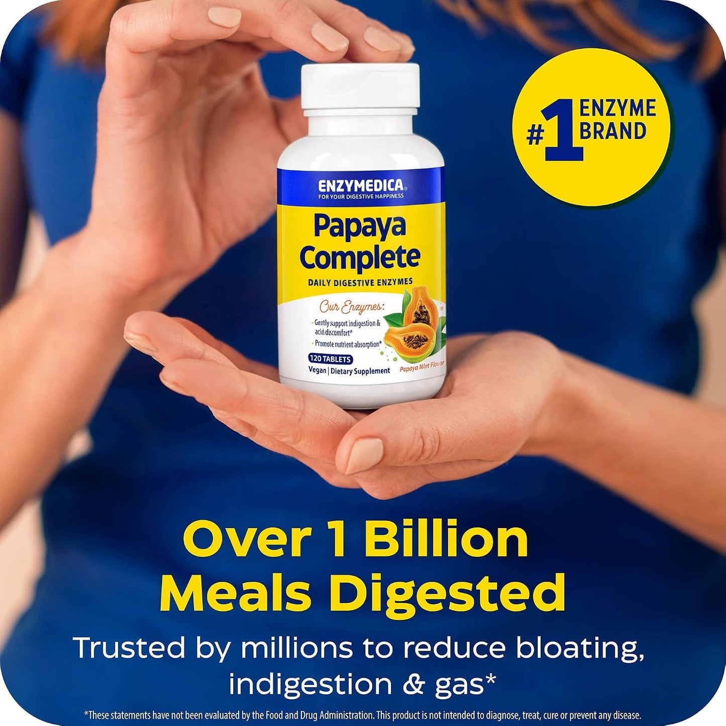 Enzymedica Papaya Complete - Papaya Enzymes Chewable, Digestive Enzyme Supplement for Women and Men, Digestion & Gut Health Support, High Potency Bromelain & Papain, Vegan, Gluten Free - 120 Tablets