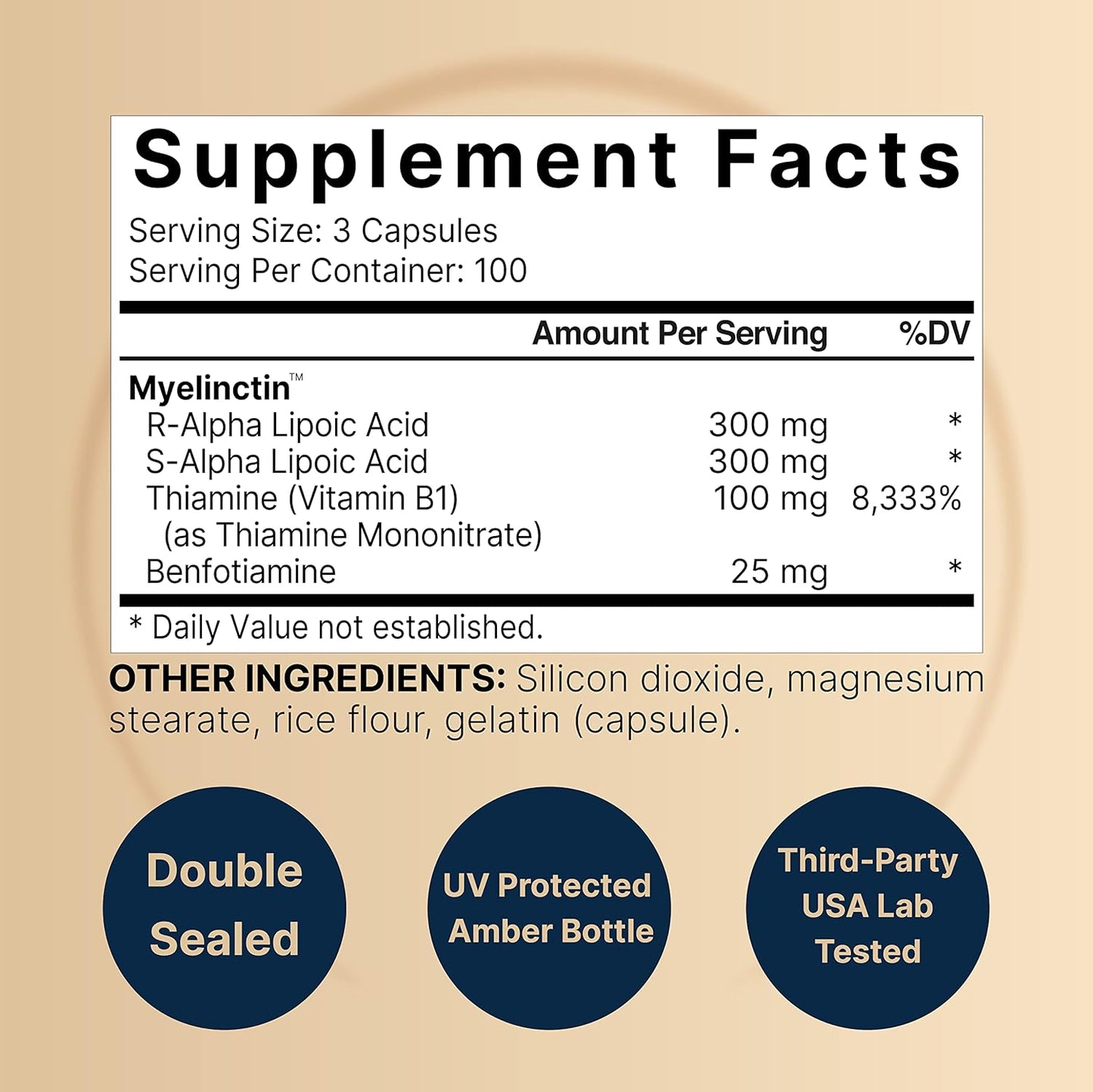 NatureBell Alpha Lipoic Acid Complex, 600mg, 300 Capsules | 4-in-1 Myelinctin Formula with R-ALA, S-ALA, Thiamine & Benfotiamine | High Absorption & Antioxidant Support | Non-GMO, Gluten-Free