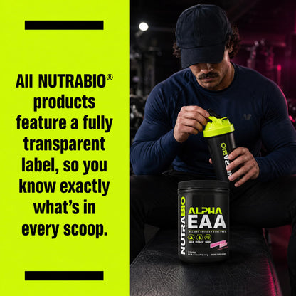 NutraBio Alpha EAA - All-Day Amino Acids for Muscle Growth and Hydration - Essential Amino Acids with Nootropics & Adaptogens- Full Spectrum EAA BCAA Powder - 30 Servings - Strawberry Lemon