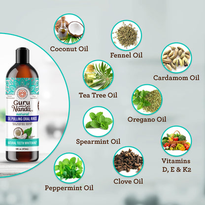 GuruNanda Coconut Oil Pulling with 7 Essential Oils and Vitamin D3, E, K2 (Mickey D)