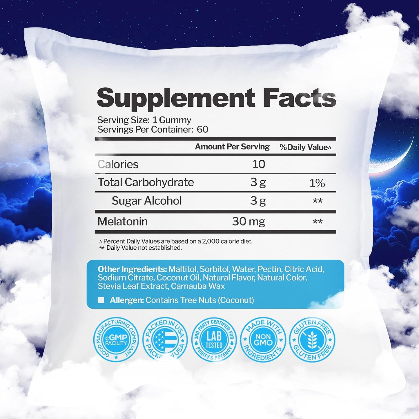 Melatonin 30mg Gummies for Adults, Zero Sugar (2 Month Supply) | Maximum Strength Sleep Support with 30mg of Melatonin Per Gummy - Gluten-Free, Vegetarian, Natural Strawberry Flavor