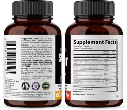 Shilajit for Men Capsules 10-in-1 Blend 60 Count 2 Month Supply | SANDHUHERBALS Himalayan Shilajit with Ashwagandha, Rhodiola Rosea, Panax Ginseng, Zinc, Turmeric for men and women.
