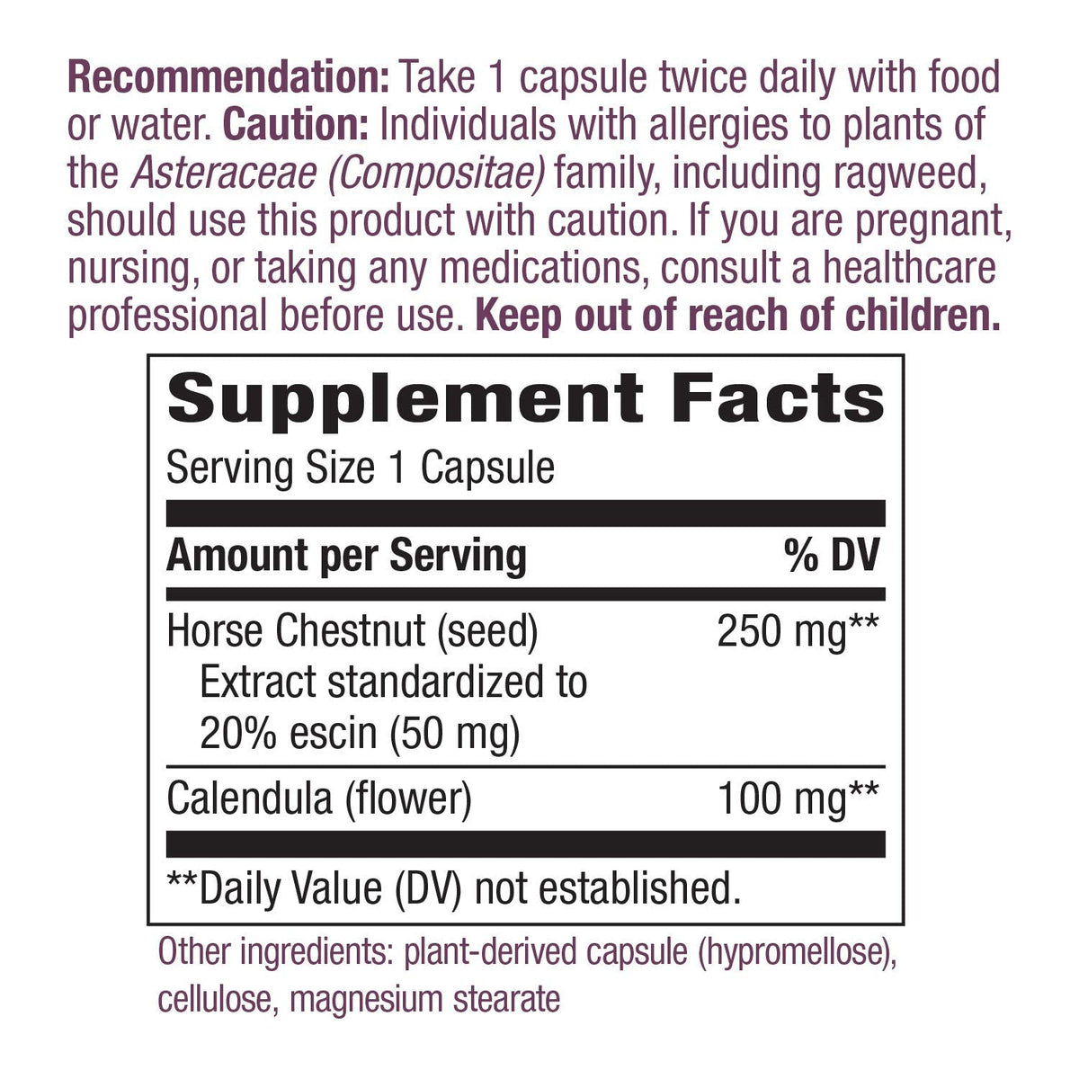 Nature's Way Standardized Horse Chestnut, Premium Extract for Healthy Veins and Blood