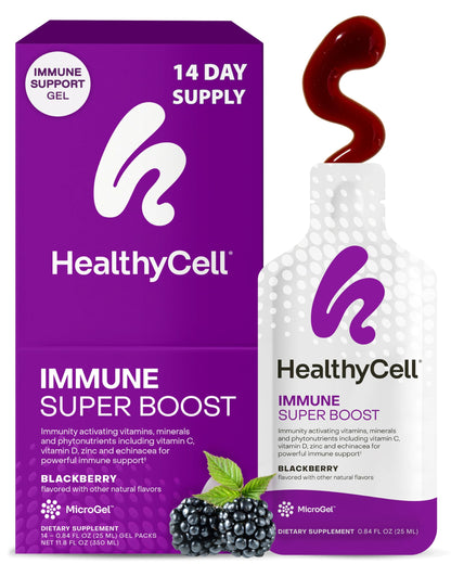 Healthycell Immune Super Boost Daily Liquid Supplement - 14 Gel Packs | Immune Support Supplement for Adults with Echinacea, Elderberry, Vitamin C, Vitamin D, Calcium & Zinc