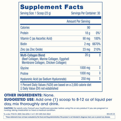 ProHealth Longevity Collagen Complete Powder - for People Over 40. 20g Multi Collagen. Hyaluronic Acid. for Joints, Bones, Hair, Skin, Muscles, Gut - 30 Servings