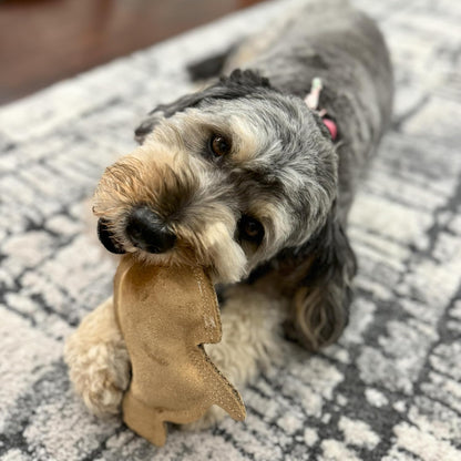 SPOT Dura-Fused Leather Rabbit Dog Toy – Durable Real Leather & Jute Chew Toy with Squeaker, Double-Stitched for Moderate Chewers, Small & Medium Dogs, 7.5in