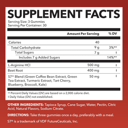 Nitric Oxide Beet Root Gummies with L-Arginine, NO Gummies, 90 Count | Vegan, Non-GMO Nitric Oxide Supplement for Energy, Endurance, and Recovery, Green Apple and Cinnamon Flavor, 30 Servings