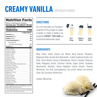 Isopure Zero Carb 100% Pure Whey Isolate Protein Powder, Gluten Free, With Vitamins, Cookies & Cream, 25g Protein Per Serving, 1 Lb, 15 Servings (Packaging May Vary)