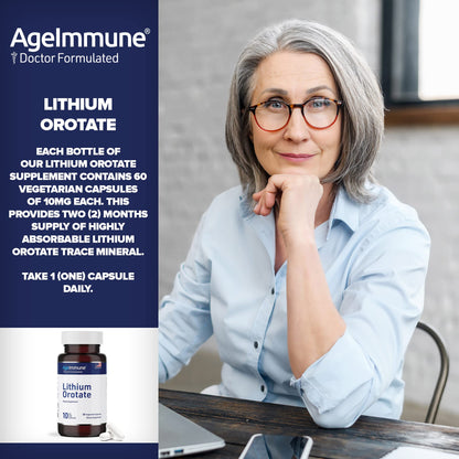 Lithium Orotate 10mg per Capsule - 60 Vegetarian Capsules. Memory and Emotional Wellness Support - Magnesium Stearate Free - 2 Months Supply of Lithium Supplement.